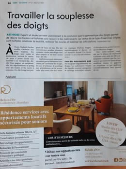 Mai/Juin 2021 - Parution Relais d'Or dans le magazine Ma Santé - masante.bonasavoir.ch